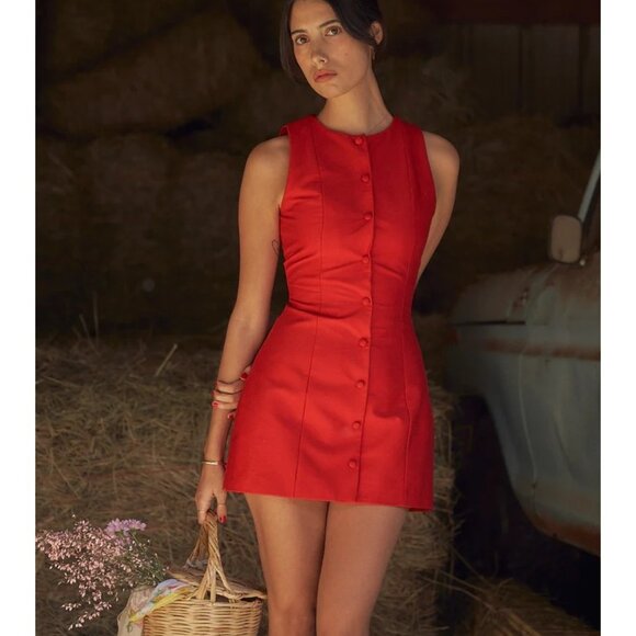 Mirror Palais Le Robe in Rouge Red Small New Womens Mini - Picture 12 of 16